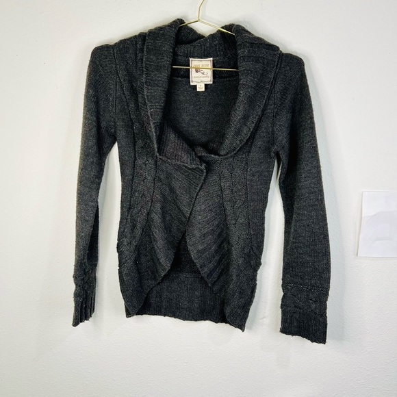 Pink Rose Women’s Cable Knit Cardigan Sweater, Dark Gray, Size Small Cozy Winter - Picture 1 of 16